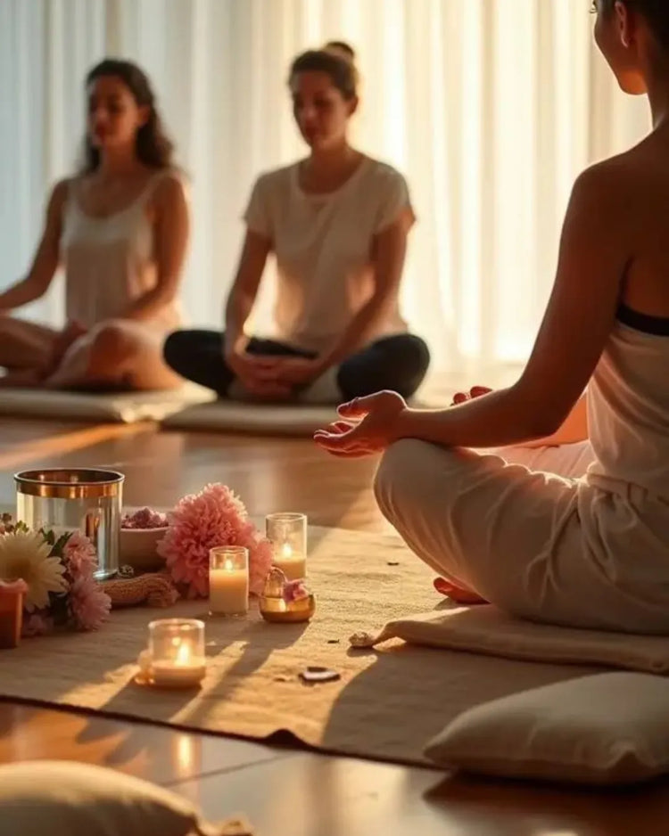 Groupe en méditation dans le cadre d’une formation Reiki à Liège